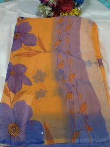 Vibrant Floral Print Saree with blouse