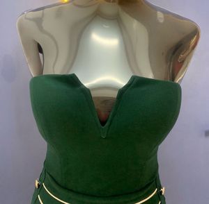 Emerald Green V-Neck Bodycon Dress