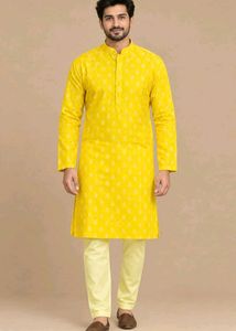Jompers Men’s Yellow Printed Kurta