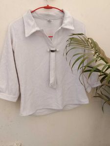 Elegant Collared Button-Up Top