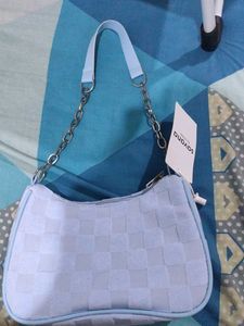 Baby Blue Checkerboard Shoulder Bag