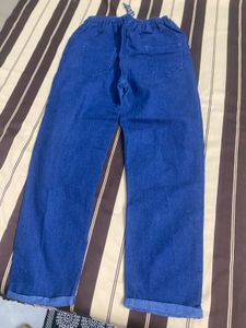 Blue Distressed Jeans with Patches