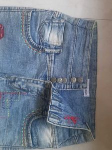 Stylish Hand-painted and embroidered Denim Jeans