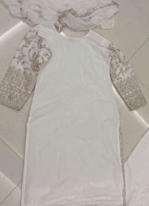 Elegant Cream Kurta Set with Gold Embroidery