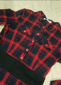 Red Plaid Shirt Dress