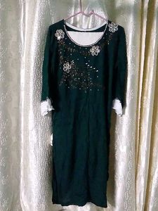 Green Embroidered Kurta