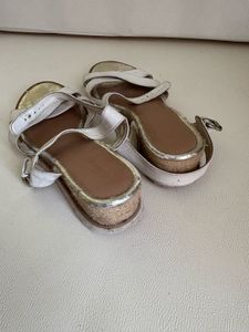 White &amp; Gold Platform Sandals