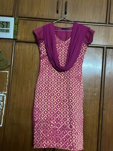 Vibrant Purple Palazzos with Pink Border
