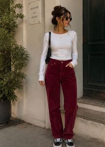 Y2k Chic Burgundy Corduroy Pants