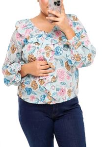 Floral Print Ruffle Long Sleeve Top
