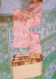 Elegant Cream Saree  Gold Border with sti