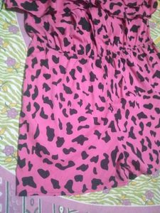 Pink Leopard Print Ruffle Romper