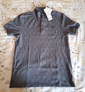 🎽🏏Men's Grey Textured Polo Shirt