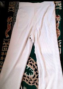 Beige Wide Leg Trousers