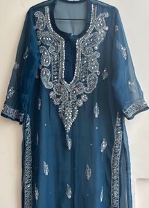 Lakhnavi Chikankari Hand Embroidered Kurti
