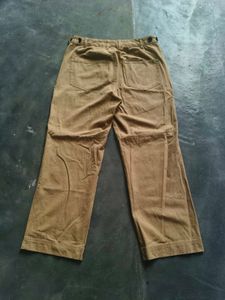 Khaki Wide Leg Double knee Pants