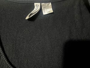 Black Ribbed Long Sleeve Top
