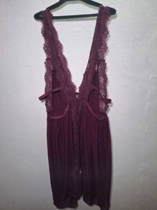 Burgundy Lace Babydoll Nightgown