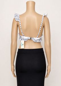 Striped Ruffled Bikini Top
