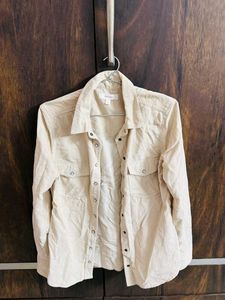 corduroy Cream Button-Up Long Sleeve Shirt