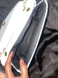 YSL White Quilted Chain Bag