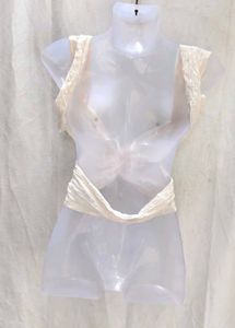 Cream Textured Twist Crop Top