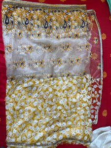 Elegant Embroidered Net Saree