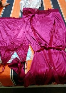 Women Night Dress Robe Set