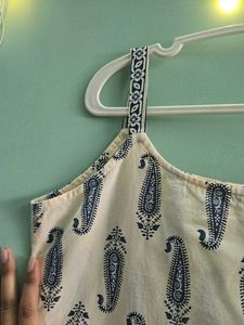 Cream Paisley Print Kurta Top