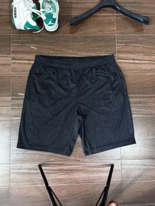 Men's Black Patterned Athletic Shorts