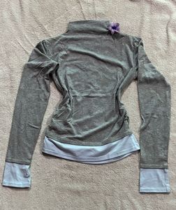 Grey Mock Neck Layered Long Sleeve Top s,m fit