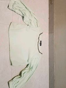 Light Green Embellished Round Neck Top