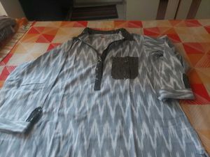 Stylish Grey Ikat Kurta with Sequins