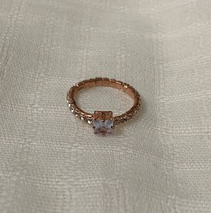 Rose Gold Toned Princess Cut Solitaire Ring