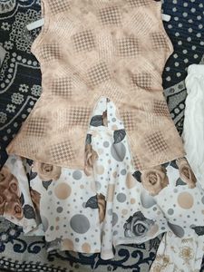 Girls Rose Print Dress with Vest