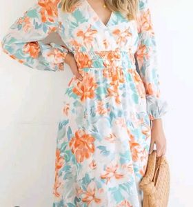 Floral Midi Chiffon Dress