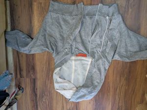 Gray Cropped Zip-Up Hoodie