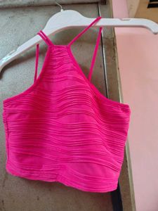 Hot Pink Ribbed Crop Top
