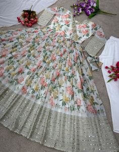 New Party Wear Gown, Bottom and Dupatta