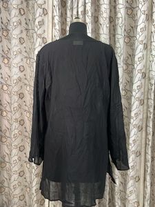 Black Embroidered V-Neck Kurta