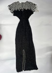 Elegant Beaded Black Evening Dress
