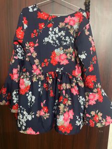 Chic Floral Print Peplum Top