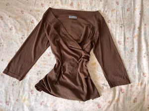 Brown Wrap Long Sleeve Top