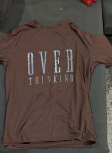 Brown "Over Thinking" Graphic Tee