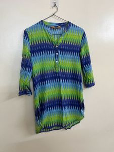 Vibrant Blue &amp; Green Printed Kurta