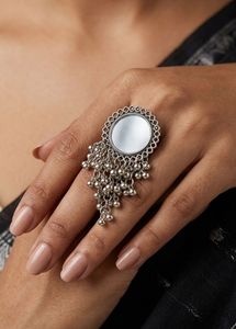 New Mirror Work Dangler Ring