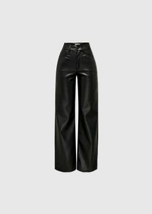 Black Faux Leather Wide-Leg Pants | Size 28