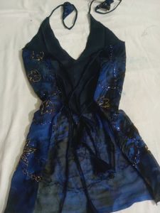 y2k Backless Beaded Top