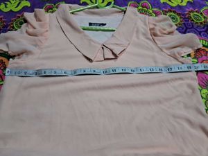 Cute Peach korean top with Collar