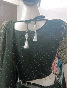 Designer Black Sequined wrap saree